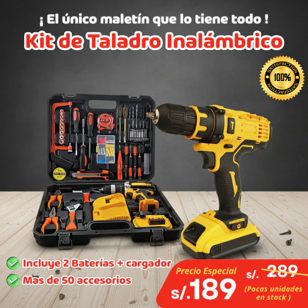 Kit Profesional: Taladro Inalámbrico + Accesorios